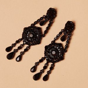 🍋3 for $20🍋 Black Rhinestone Clip On Drop Earrings